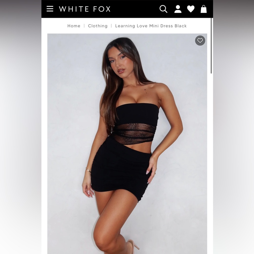 Learning love mini dress black- white fox